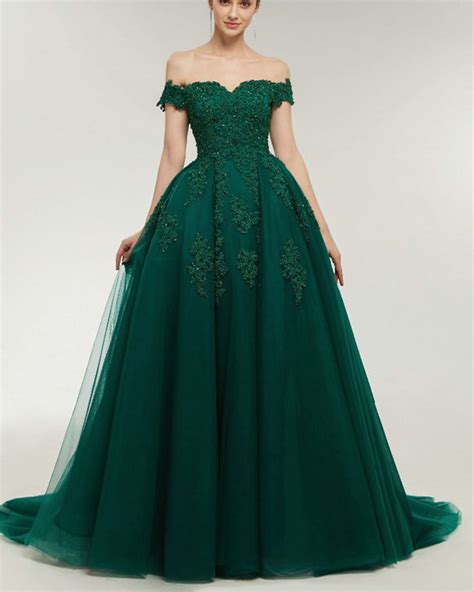 Dark Green/Navy Ball Gown Lace Prom Dresses Formal Gown 2022 PL6345 ...