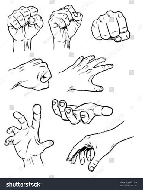 Hand Poses Stock Vector 98667839 - Shutterstock