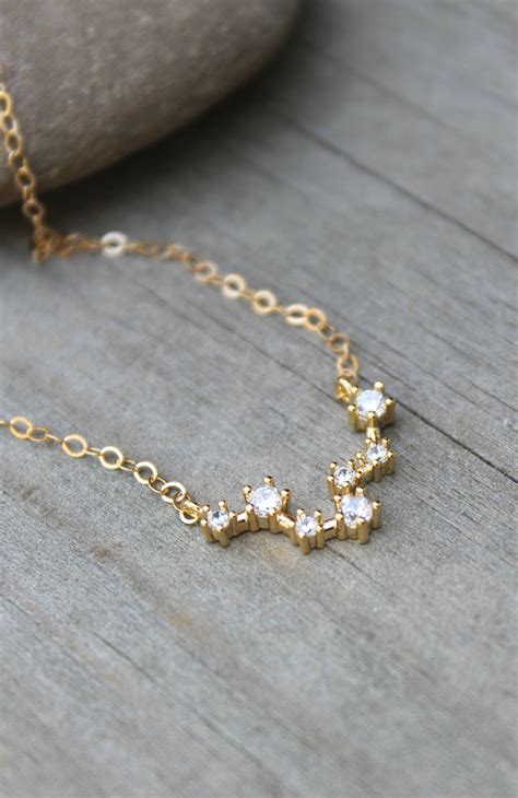 Celestial Constellation Necklace Cubic Zirconia Diamonds 14k Etsy