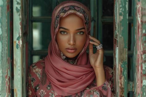 Premium Photo An Arab Woman Wearing A Purple Veil And Headscarf