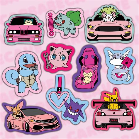 Pokemon Car Stickers, Pink Girly Car Stickers, Pikachu Sticker, Car ...