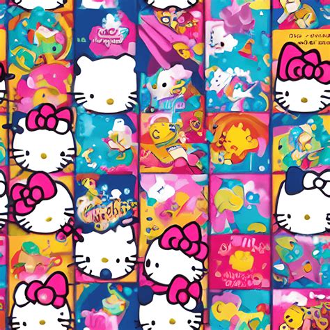 Cute Playful Smiling Friendly Hello Kitty Digital Paper · Creative Fabrica