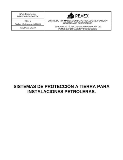 PDF NRF 070 PEMEX 2004 Sistemas de Protección A Tierra Para