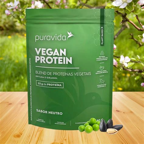 Vegan Protein Neutro 450g Blend de Proteínas Vegetais PURAVIDA