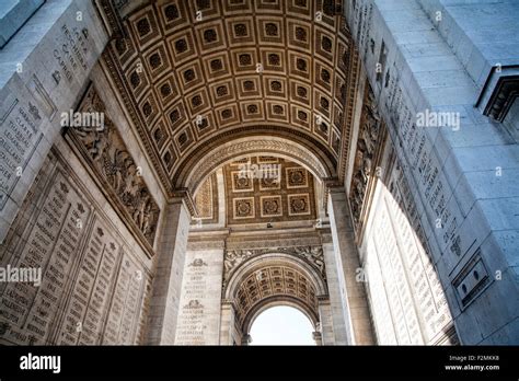 The interior ceilings of the Arc de Triomphe. Paris, France Stock Photo ...