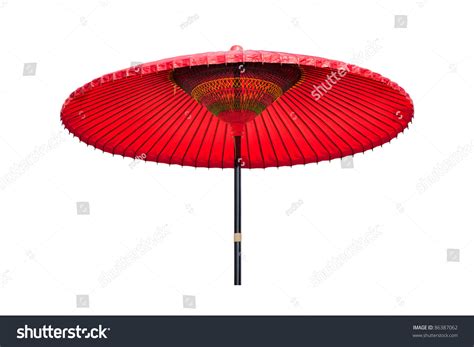 Traditional Chinese Red Oiledpaper Umbrella Isolated Stock Photo Edit