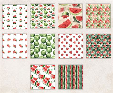 Watercolor Watermelon Seamless Patterns Watermelon Digital Paper