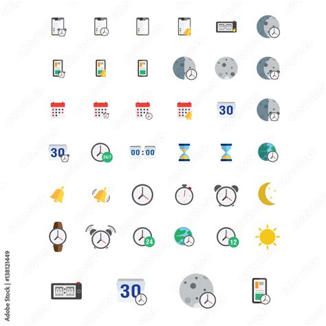 icons set. Vector illustration of flat colored pictogram. Sign and symbols Stock Vector | Adobe ...