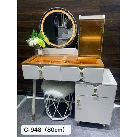 Jual Meja Rias LED Lampu Import MDF Dressing Table Table Top Kaca