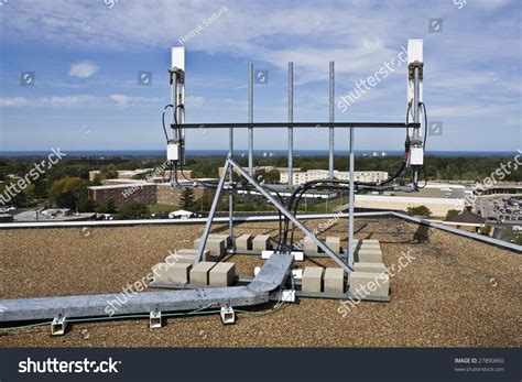 Cellular Antennas Installed On The Rooftop Stock Photo 27890860