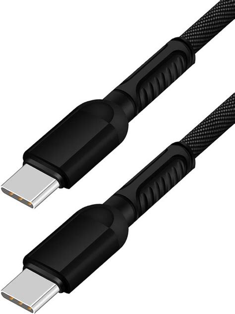 Usb C Naar Usb C Oplaad En Data Kabel Zwart Type C Naar Type C Kabel Usb C