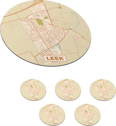 Onderzetters Voor Glazen Rond Leek Vintage Plattegrond Kaart