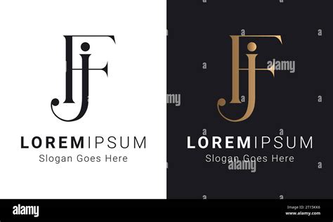 Luxury Initial JF Or FJ Monogram Text Letter Logo Design Stock Vector