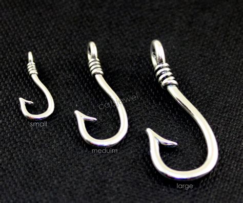 Fish Hook Small Medium Or Large Hook Sterling Silver Fish