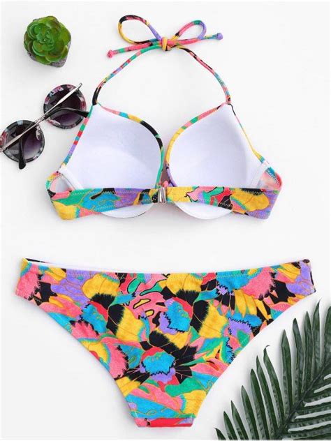 Ad Twisted Underwire Push Up Bikini Set Multicolor Multi Colored