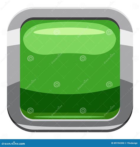 Light Green Square Button Icon Cartoon Style Stock Vector