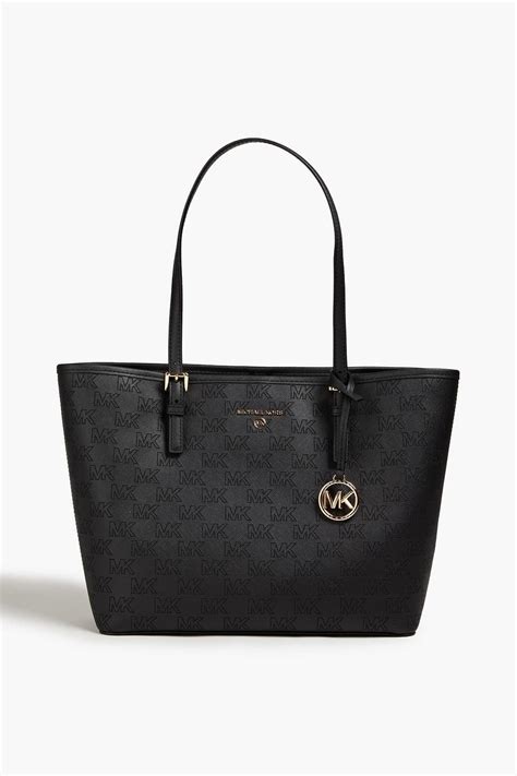 Michael Michael Kors Perforated Faux Textured Leather Tote In Black