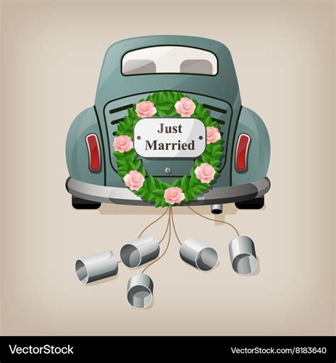 Just Married On Car Wedding Car Royalty Free Vector Image