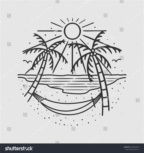 Vintage Beach Line Art Vector Art Stock Vector (Royalty Free ...