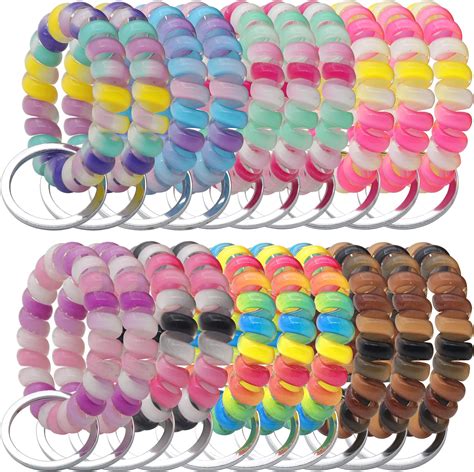 Yaka 20pcs Mix Colour Plastic Stretchable Spring Coil Key Chain Spiral Coil Wrist