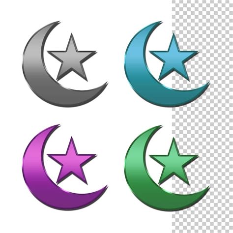 Conjunto De Iconos De Estrella Y Luna Creciente Archivo PSD Premium