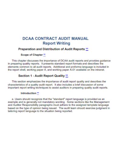 Free Dcaa Audit Report Samples In Pdf