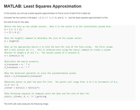 MATLAB Least Squares Approximation In This Activity Chegg