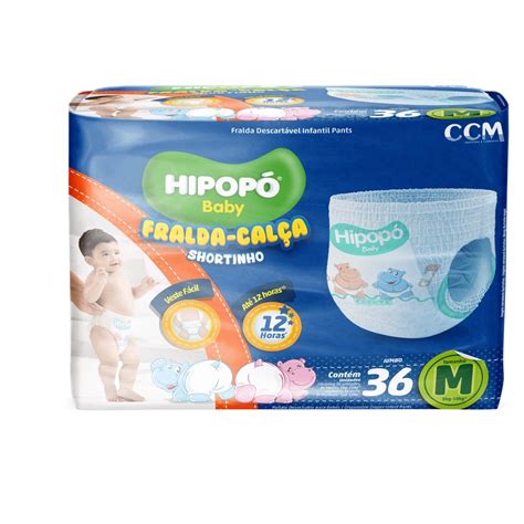 Fralda Calça Descartável Infantil Hipopó Baby Pants Shortinho Atacado