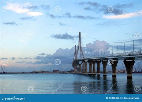 Sunset Over The Bridge Of The Constitution Called La Pepa In The Bay