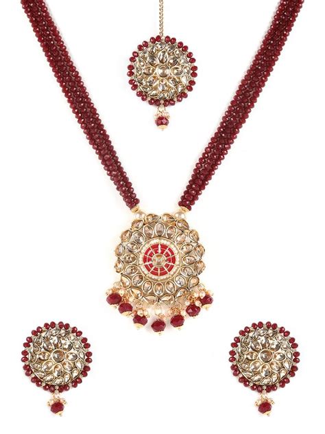 Maroon Kundan Necklace Sets Jazz And Sizzle Store 3711786