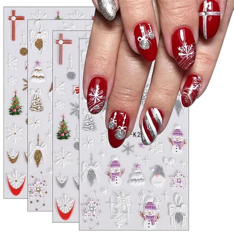 Amazon Jmeowio D Embossed Christmas Nail Art Stickers Decals Self