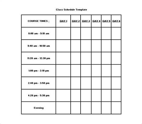 Class Schedule Template – 8+ Free Sample, Example Format Download ...