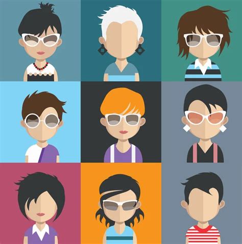 Set Of People Avatar Icons Stock Vector Sky Designs