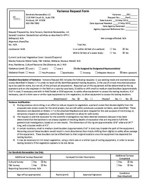 Fillable Online Variance Request Form Tule Wind Energy Project Fax