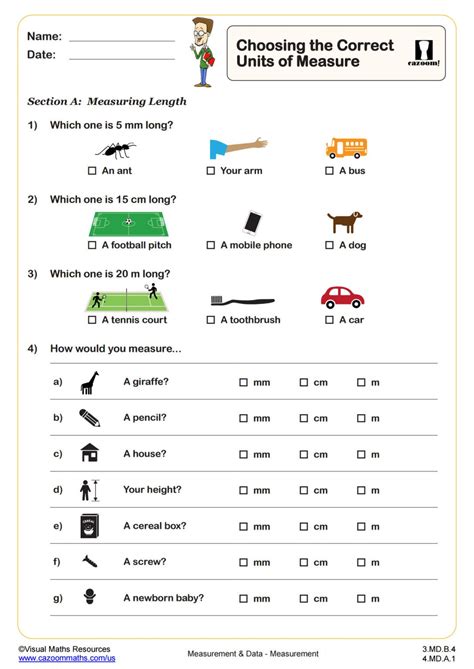 Choosing The Correct Units Of Measure 2nd Grade Pdf Measurement And Data Worksheets