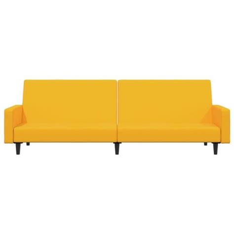 Cesar Canap Lit Places Avec Repose Pied Jaune Velours