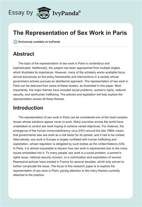 The Representation Of Sex Work In Paris 2295 Words Research Paper