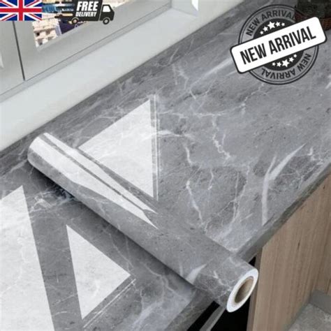 Self Adhesive Kitchen Worktop Covering Vinyl Wrap Cupboard Door Marble Stickers Ebay