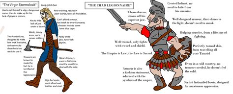 Virgin stormcloak VS chad imperial legionnaire : r/SkyrimMemes