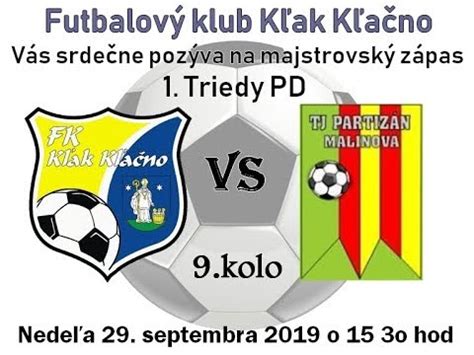 FK Kľak Kľačno TJ Partizán Malinová 1 2 1 0 29 9 2019 YouTube