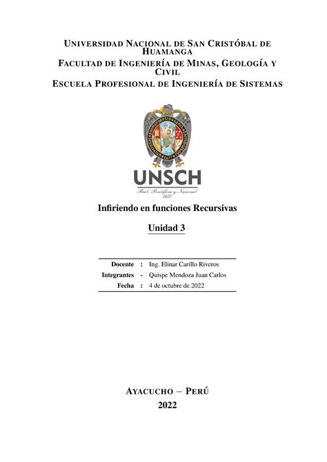 Trabajo 3 UNIVERSIDAD NACIONAL DE SAN CRIST OBAL DE HUAMANGA