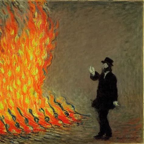 A Man Burning In The Middle Of An Opera By Claude Monet Stable