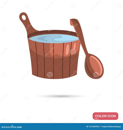 Russian Bath Barrel of Water and a Wooden Spoon Stock Vector