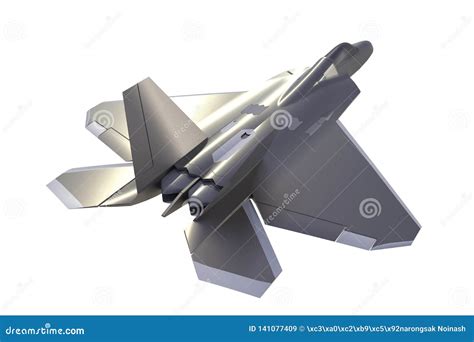 Back View Of F22, American Military Fighter Plane On White Background ...