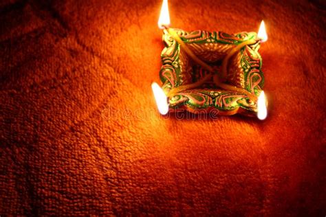 Illuminated Earthen Lamp during Diwali Celebrations Stock Image - Image ...