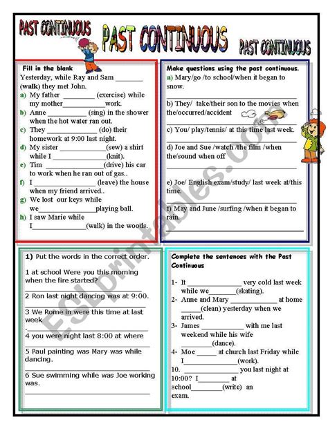 Past Continuous Esl Worksheet By Giovanni