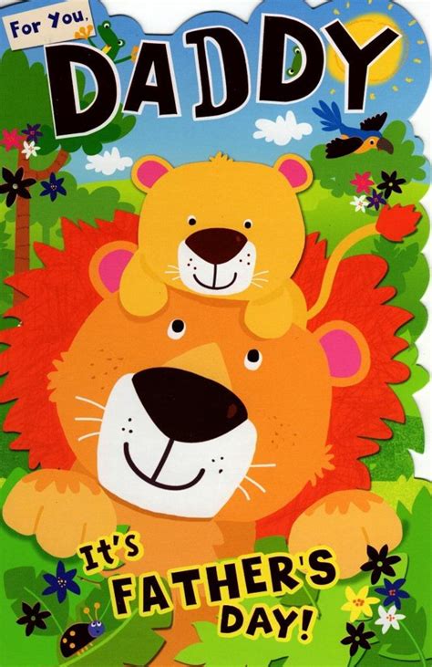 For You Daddy Happy Fathers Day Card Cute Lion Cards