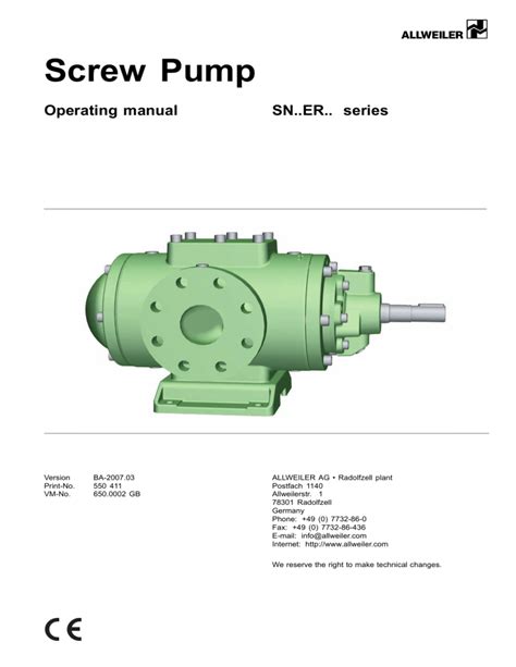 Screw Pump SN ER Allweiler