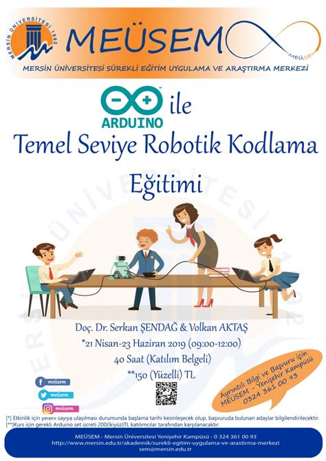 Mersin Üniversitesi Duyurular Arduıno ile Temel Seviye Robotik