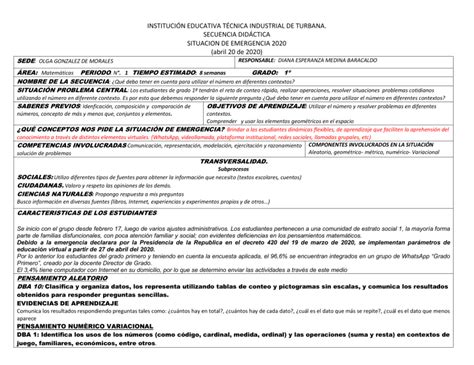 Guia de aprendizaje 1º matemáticas Secuencia didáctica